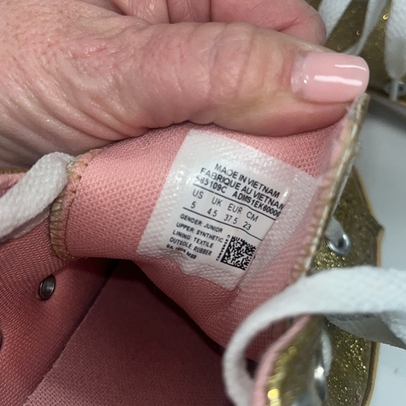 Converse All Star gold w/ sparkles lop top sneakers size 5 Junior’s- unisex - Picture 10 of 13